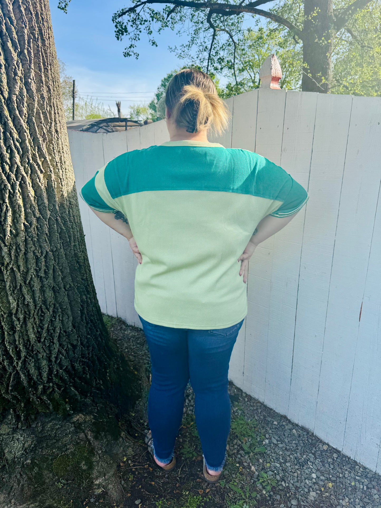 Green Color-block oversized tee