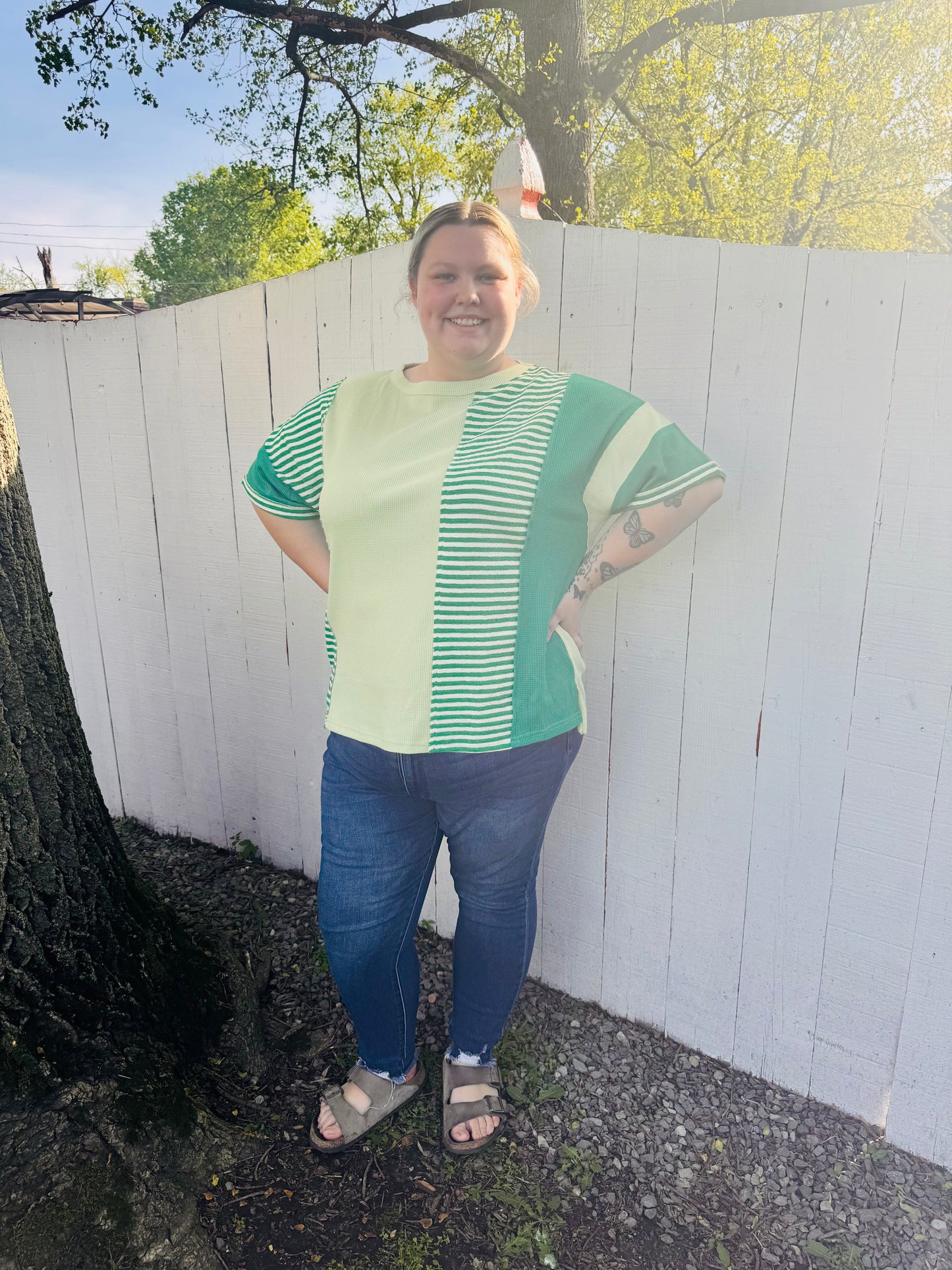 Green Color-block oversized tee