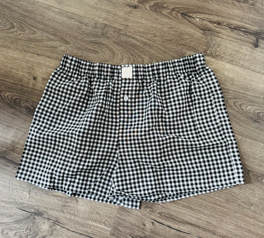Black gingham boxer shorts