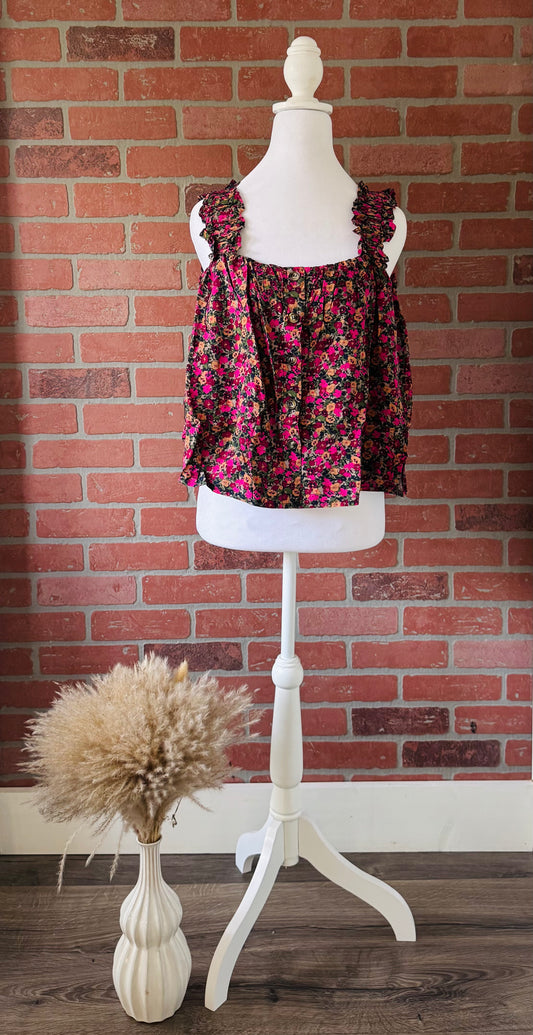 Floral button up tank